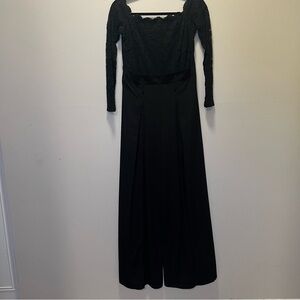 Express Black Lace bodice Leg Slit Jumpsuit Size M